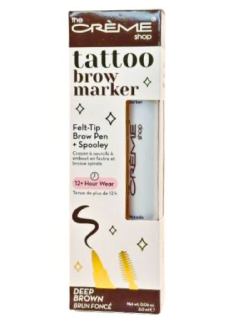 The Crème Shop Tattoo Brow Marker Deep Brown NEW